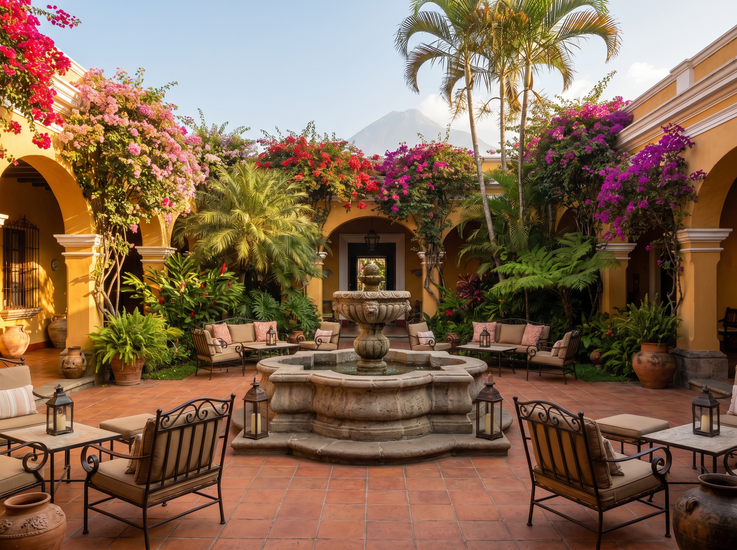 Colonial hotel courtyard in Antigua