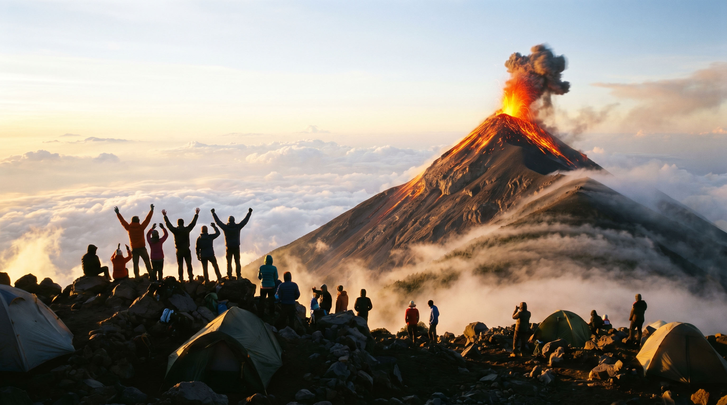 Acatenango volcano at sunrise